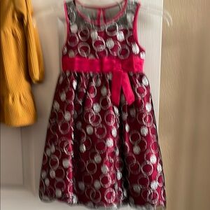 Elegant Red and Silver Kids Dress